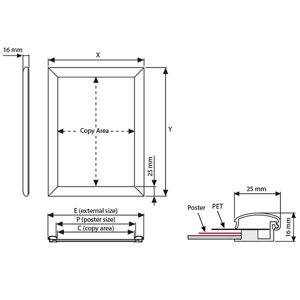 Wasserfester Klapprahmen 25mm DIN A3 Postermaß 4