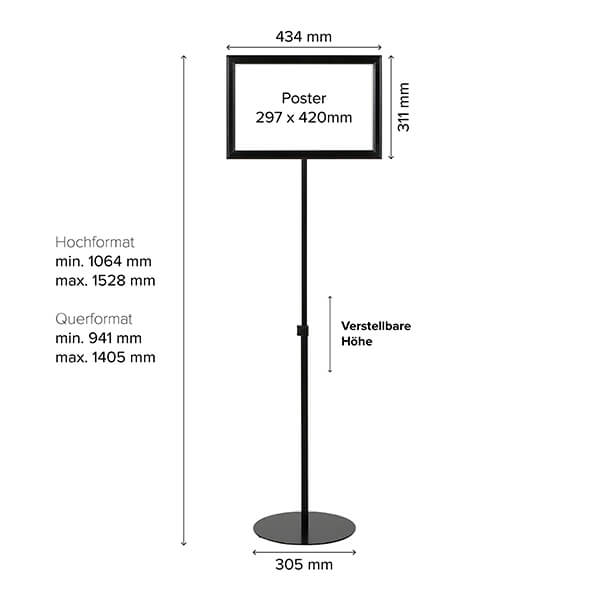 infostaender teleskop doppelseitig schwarz din a3 masse