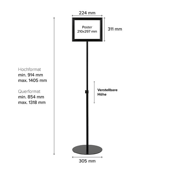 infostaender teleskop doppelseitig schwarz din a4 masse