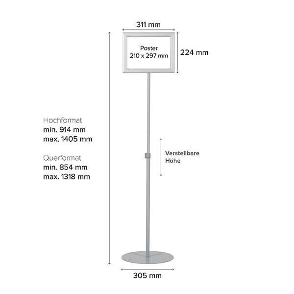 infostaender teleskop doppelseitig silber din a4 masse