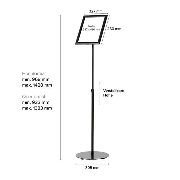 infostaender teleskop schwarz din a3 masse
