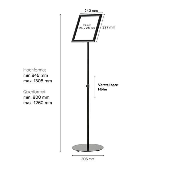 infostaender teleskop schwarz din a4 masse