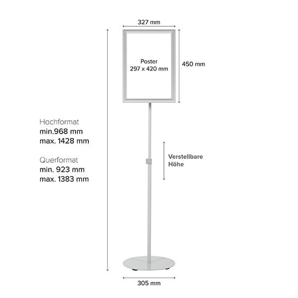 infostaender teleskop silber din a3 masse