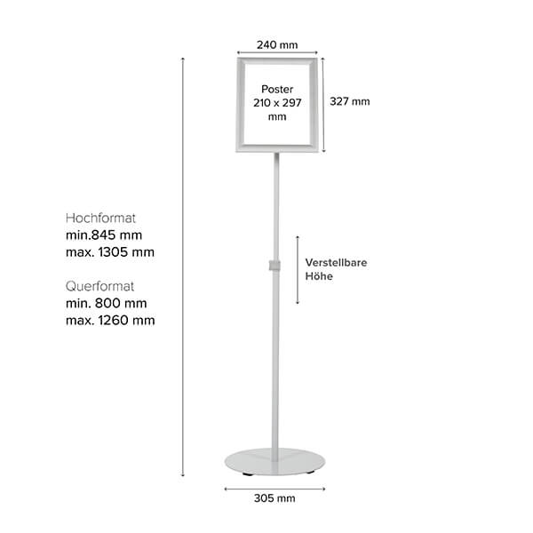 infostaender teleskop silber din a4 masse